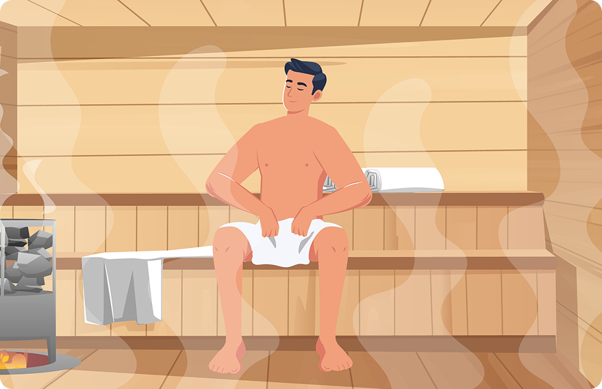 Mann entspannt in Sauna